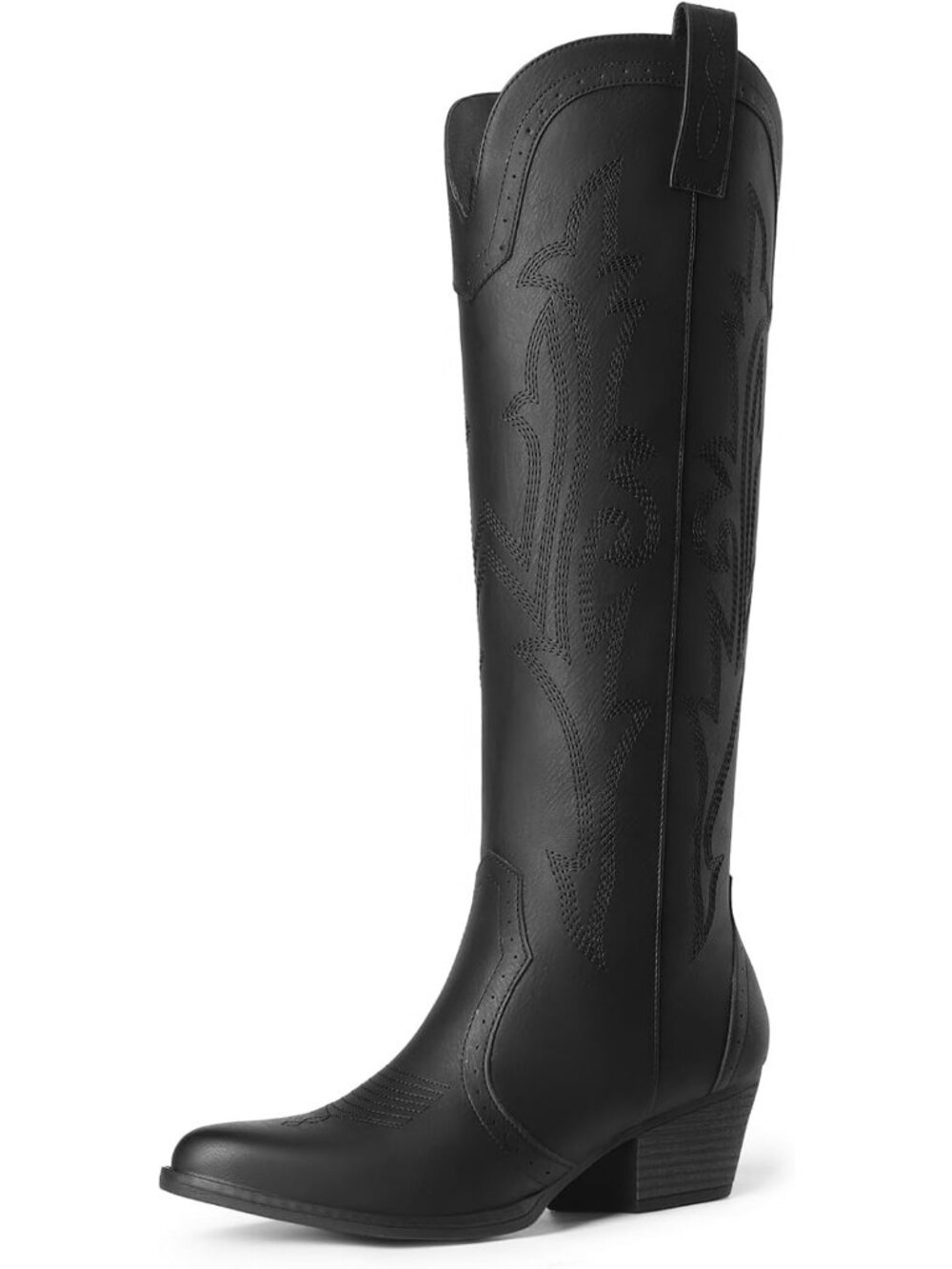 Women's Black Cowboy Cowgirl Knee High Boots Classic Western Riding Boots